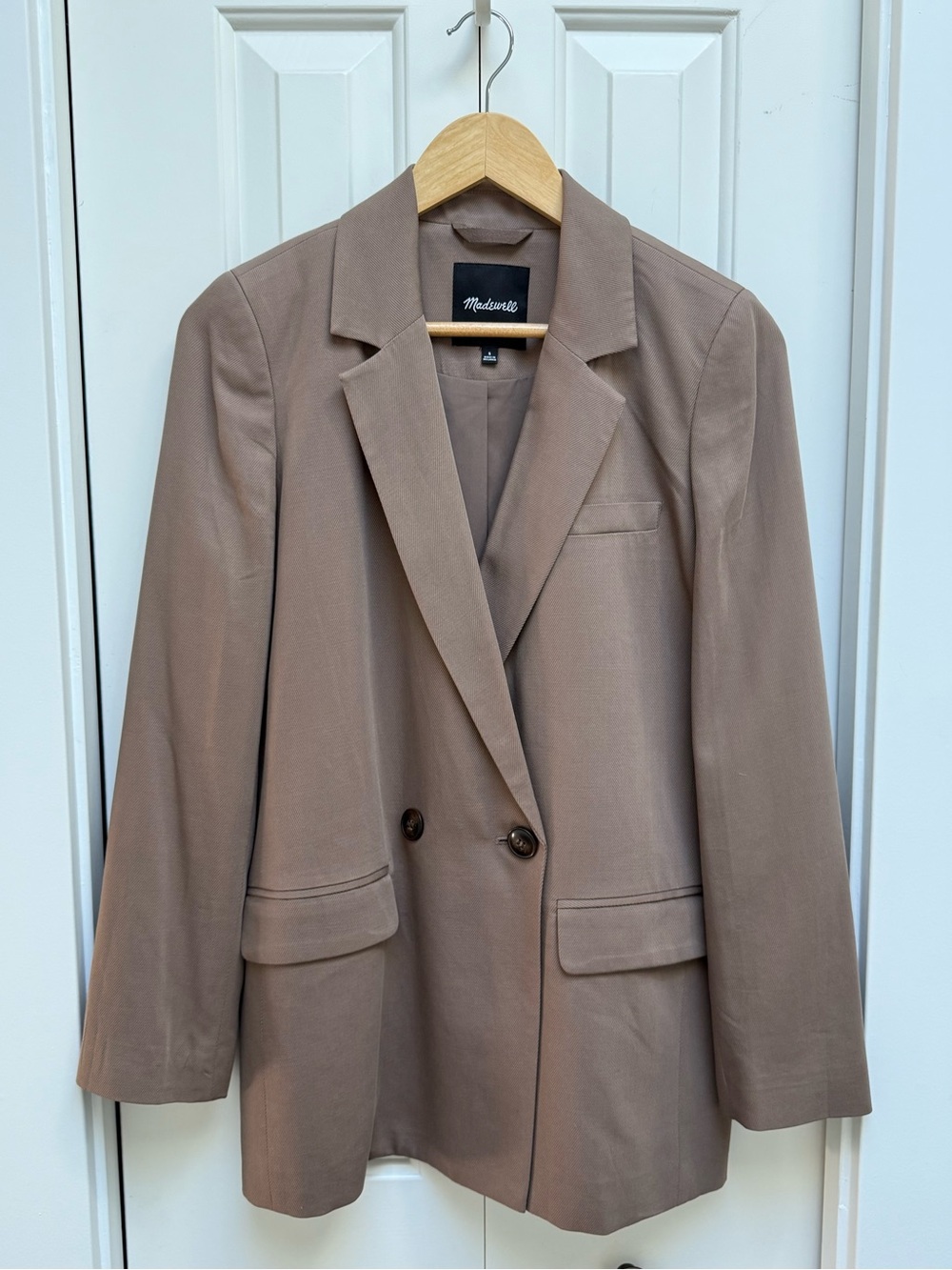 Madewell Taupe Brown Double-Breasted Blazer